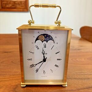Vintage Equity Moon Rising Desk Clock Gold MCM Carriage Style Parts Only
